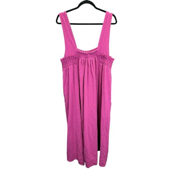 Free People Delphine Smocked Bodice Maxi Dress Pink Purple Cotton Size L - Picture 3 of 11